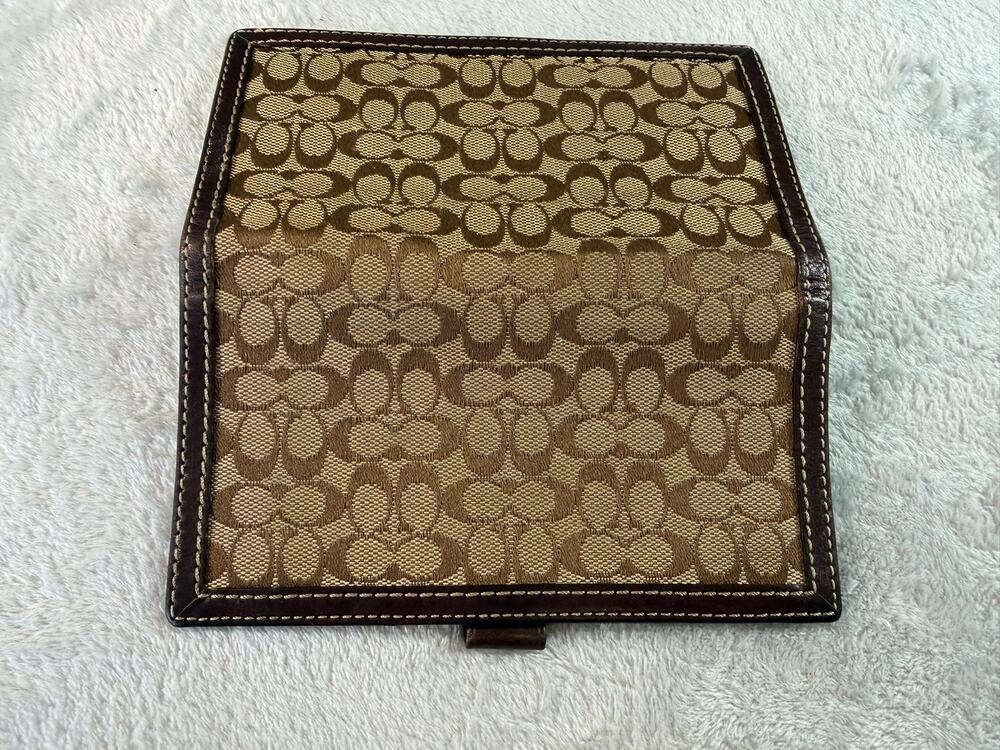 Vintage Coach Hampton Signature Checkbook Cover Logo Canvas Leather Pen Holder